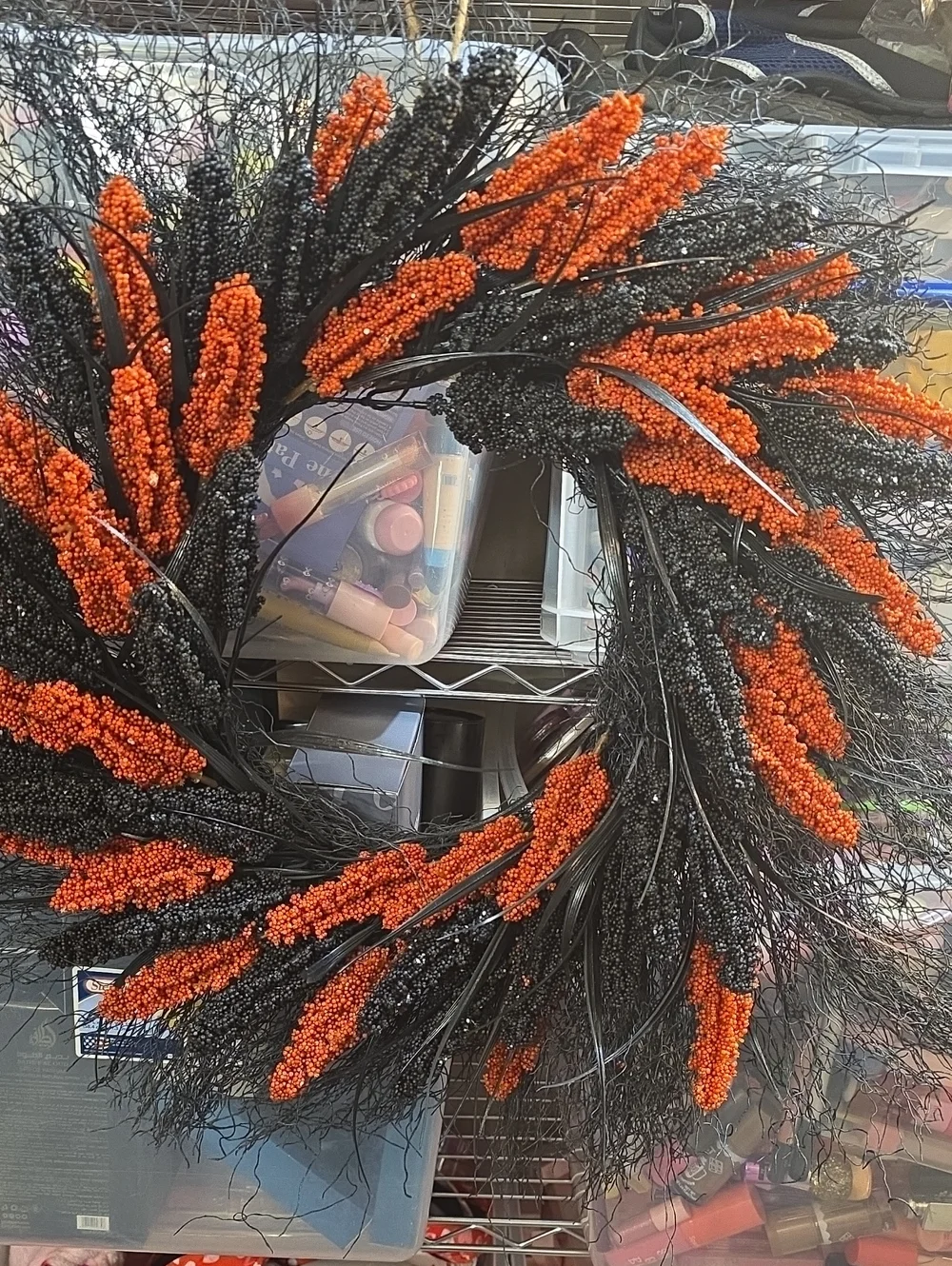 HALLLOWEEN BLACK AND ORANGE WREATH